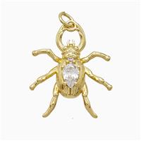 Copper Beetle Pendant Pave Zirconia Gold Plated, approx 20-25mm