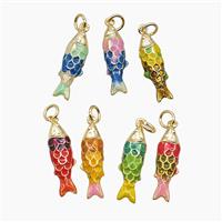 Copper Fish Pendant Enamel Gold Plated Mixed, approx 6-20mm