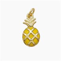 Copper Pineapple Pendant Yellow Enamel Gold Plated, approx 8-15mm