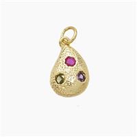Copper Teardrop Pendant Pave Zirconia Gold Plated, approx 10-13mm