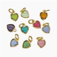 Catseye Glass Heart Pendant Mixed, approx 7mm