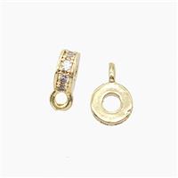 Copper Bail Pendant Pave Zirconia Gold Plated, approx 6mm