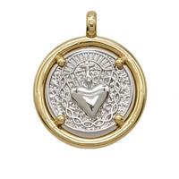 Sacred Heart of Jesus Medal Charms Copper Circle Heart Pendant Platinum Gold Plated, approx 20mm