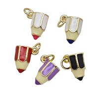 Copper Pencil Pendant Enamel Gold Plated Mixed, approx 6-10mm