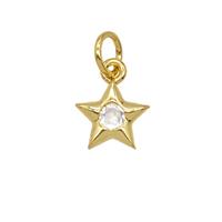 Copper Star Pendant Pave Zirconia 18K Gold Plated, approx 8mm