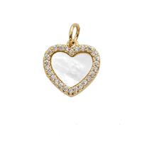 Copper Heart Pendant Pave Zirconia Shell 18K Gold Plated, approx 12mm