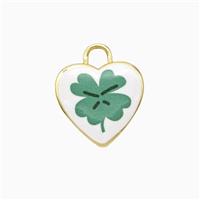 Copper Heart Pendant Painted Flower Gold Plated, approx 16mm