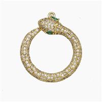 Copper Snake Pendant Pave Zirconia Gold Plated, approx 27mm