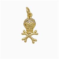 Copper Skull Pendant Pave Zirconia Gold Plated, approx 8-14mm