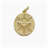 Copper Honeybee Pendant Pave Zirconia Gold Plated, approx 13.5-15mm