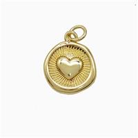 Copper Heart Pendant Circle Gold Plated, approx 13mm