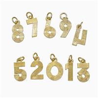 Copper Number Pendant Mixed Gold Plated, approx 5-12mm