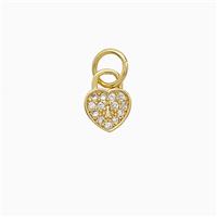 Copper Heart Locket Pendant Pave Zirconia 18K Gold Plated, approx 6mm