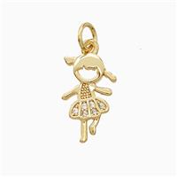 Copper Kids Girls Pendant Pave Zirconia 18K Gold Plated, approx 9-15mm