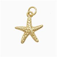 Copper Starfish Pendant Hammered 18K Gold Plated, approx 15mm