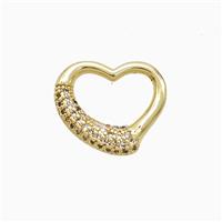Copper Heart Pendant Pave Zirconia Gold Plated, approx 12.5-15mm