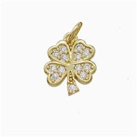 Copper Clover Pendant Pave Zirconia Gold Plated, approx 11-13mm