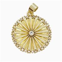 Copper Sun PEndant Pave Zirconia Gold Plated, approx 21mm