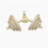 Copper Barbell Pendant Pave Zirconia Sports Gold Plated, approx 14-30mm