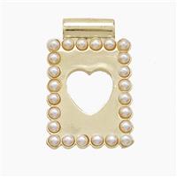 Copper Heart Pendant Pave Resin Hollow Rectangle Gold Plated, approx 14.5-22mm