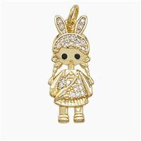 Copper Kids Girls Pendant Pave Zirconia 18K Gold Plated, approx 9-23mm