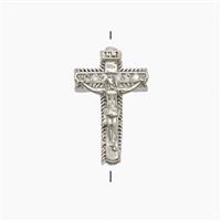 Copper Crucifix Cross Beads Pave Zirconia Platinum Plated, approx 10-15mm
