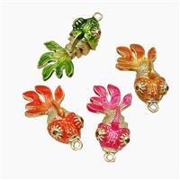 Copper Goldfish Pendant Painted Gold Plated Mixed, approx 10.5-26mm