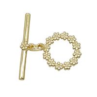 Copper Flower Toggle Clasp Gold Plated, approx 15mm, 25mm