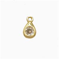 Copper Teardrop Pendant Pave Zirconia Gold Plated, approx 4-6mm