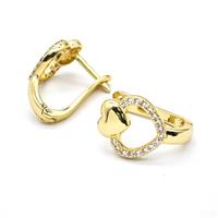 Copper Earring Studs Pave Zircon, Gold Plated, approx 14-16mm, 13mm