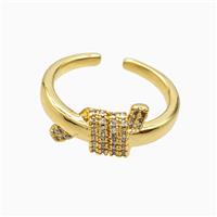 Copper Ring Pave Zircon, Gold Plated, approx 9mm, 18mm dia