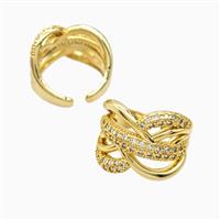 Copper Rings Pave Zirconia 18K Gold Plated, approx 18mm, 18mm dia