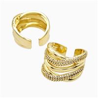 Copper Rings Pave Zirconia 18K Gold Plated, approx 17mm, 18mm dia