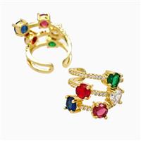 Copper Rings Pave Zirconia 18K Gold Plated, approx 20mm, 18mm dia