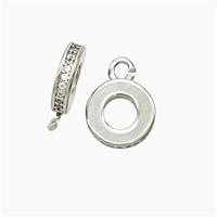 Copper Bail Pave Zirconia Platinum Plated, approx 10mm