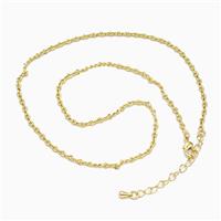 Copper Necklace Chain Gold Plated, approx 2mm, 38-43cm length