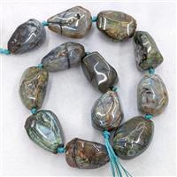 Natural Veins Agate Teardrop Beads Blue Dye, approx 20-30mm
