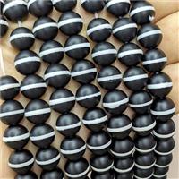 Tibetan Agate Beads Black Round White Line, approx 10mm, 35pcs per st