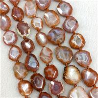 Natural Red Carnelian Agate Nugget Slice Beads Freeform Faceted, approx 15-22mm