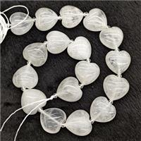 Natural Clear Crystal Quartz Heart Beads, approx 20mm