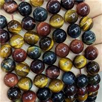 Tiger Eye Stone Beads A-Grade Multicolor Smooth Round, approx 8mm