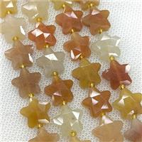Natural Red Aventurine Star Beads Faceted, approx 14mm