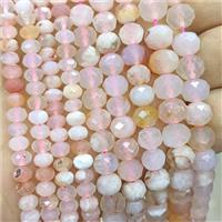 Natural Pink Sakura Agate Beads Faceted Rondelle, approx 6mm