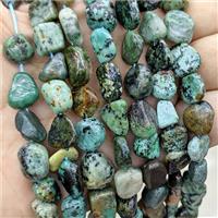 Natural Green African Turquoise Chips Beads Freeform, approx 9-11mm