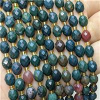 Natural Green Chook Bloodstone Beads Faceted Rice, approx 6-8mm