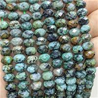 Natural Green African Turquoise Rondelle Beads Faceted, approx 5x8mm