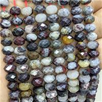 Natural Poppy Jasper Beads C-Grade Multicolor Faceted Rondelle, approx 5x8mm