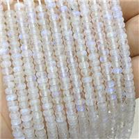 Natural White Moonstone Rondelle Beads AA-Grade Blue Flash Smooth, approx 5mm