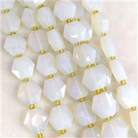White Opalite Hexagon Beads Faceted, approx 12-13mm