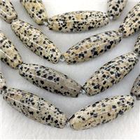 Natural Black Dalmatian Jasper Rice Beads, approx 14-40mm